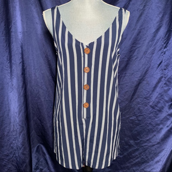 Blue and White Striped SHEIN Romper